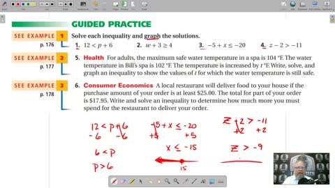 Algebra 1 - Chapter 3, Lesson 2 - Solving Inequalities by Adding or Subtracting