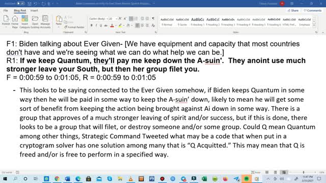 Evergreen, Biden, Quantum, and Destruction Reverse Speech