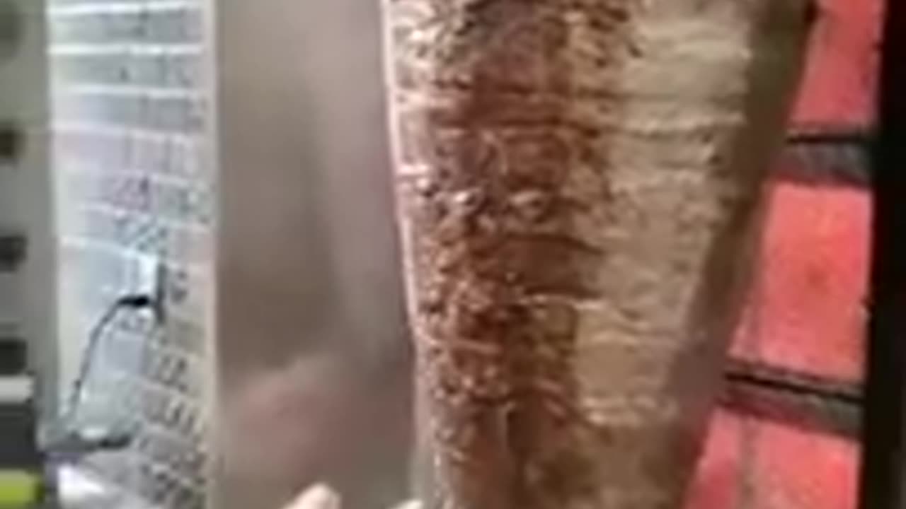 "Live Kitchen: Cutting Turkish Doner - Chicken Shawarma Doner Kebab Arabic Style"