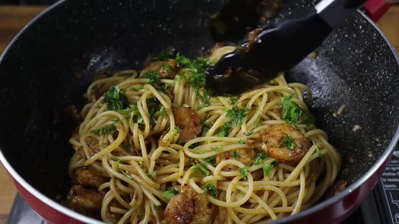 Spicy butter garlic shrimp pasta recipe