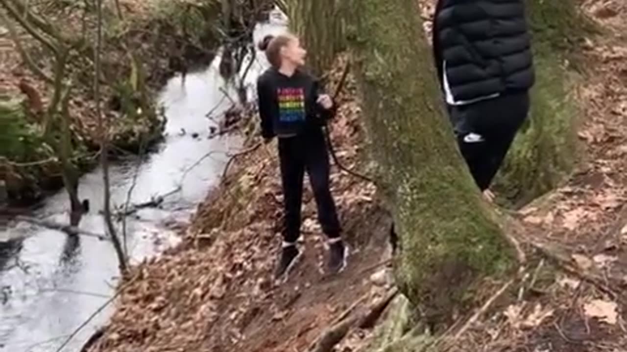 Boy Forgets To Hold On To Rope Swing