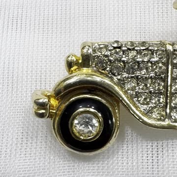 18KGP Vintage Car Brooch (2” x 0.8”). Made with Swarovski Crystal. Antique Style