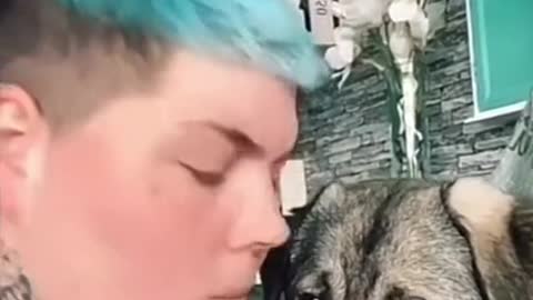 Kiss your dog and then stop to see their reaGtion