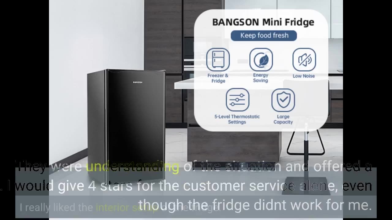 BANGSON Mini Fridge with Freezer, 3.2Cu.Ft, Single Door Small Refrigerator, Energy-efficient, L...