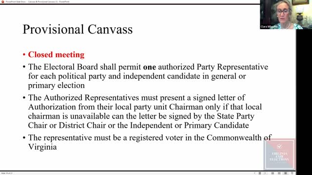 VFE Provisional Canvass | Training