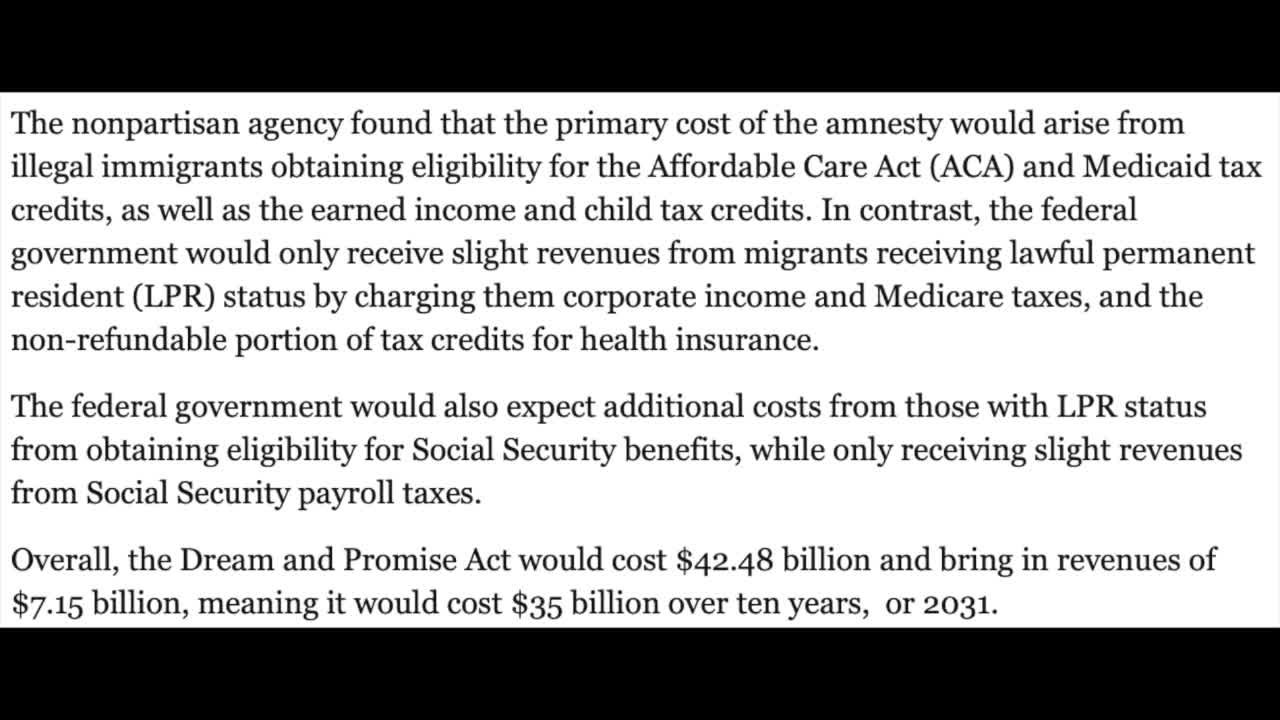 Amnesty Would Cost Tax Payers $35 Billion