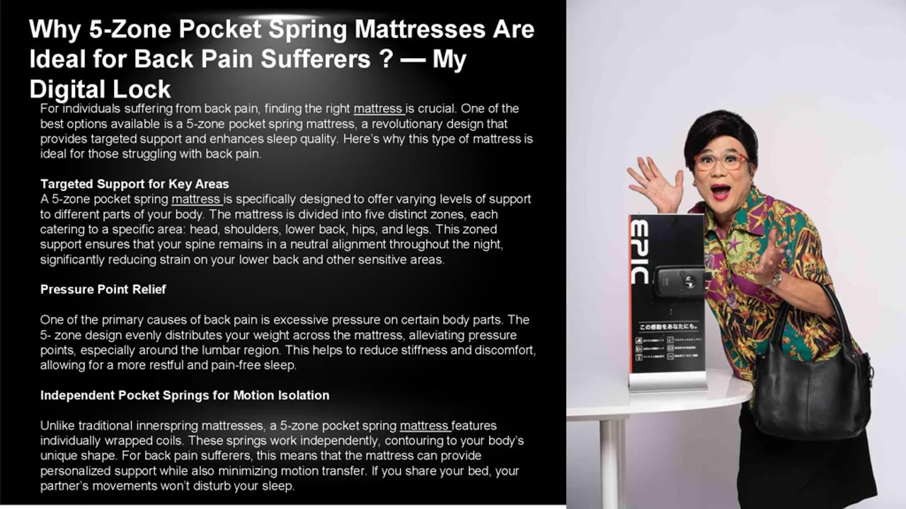 Why 5-Zone Pocket Spring Mattresses Are Ideal for Back Pain Sufferers ? — My Digital Lock