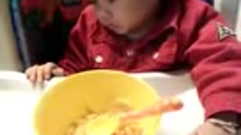 This little guy is way to tired to eat his favorite food!