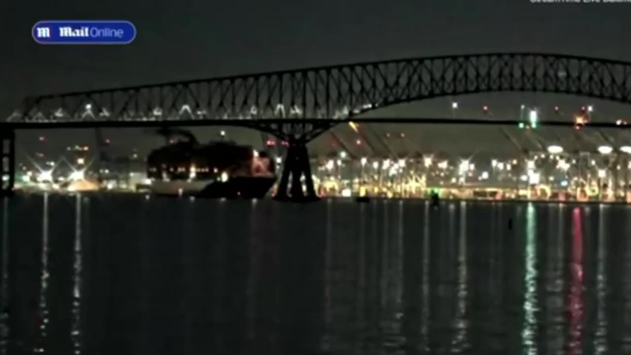 Moment container ship appears to lose power seconds BEFORE it veers into Baltimore's Key Bridge