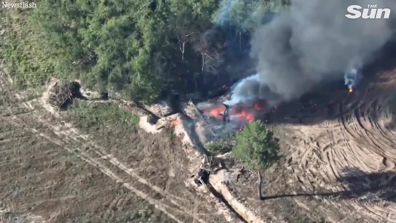 Russian combat vehicle is wiped out by Ukrainian air assault