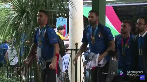 Italian team return home after victory UEFA