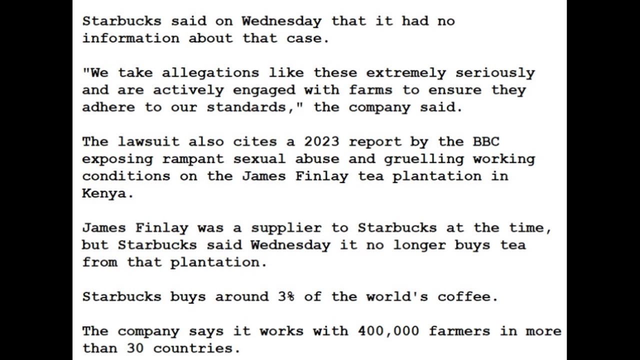 24-0111 - Starbucks Sued by Consumer Group Over Alleged False Ethical Sourcing Claims