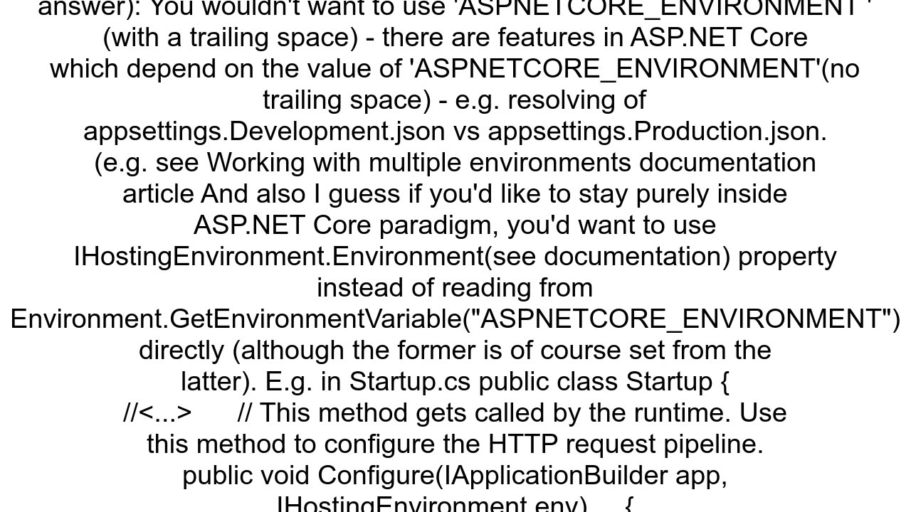 Read environment variables in ASPNET Core