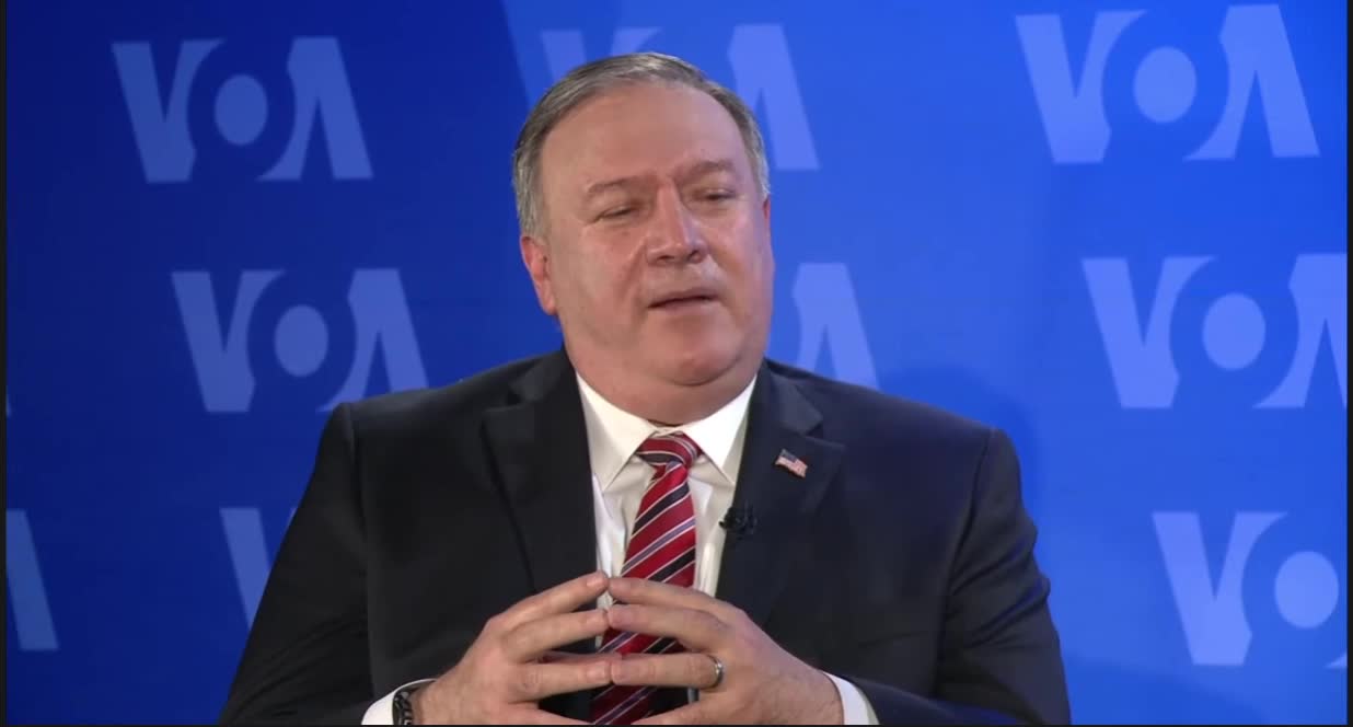 Secretary of State, Mike Pompeo at Voice of America