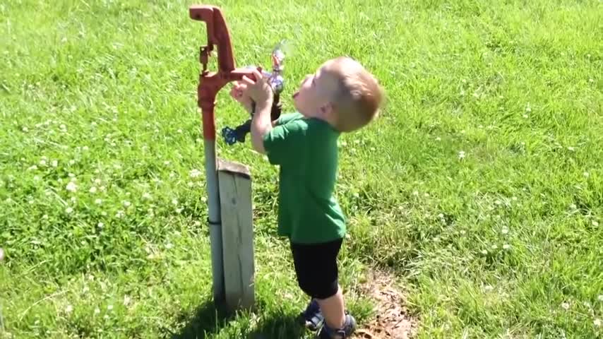 Funny Baby Playing With Water - Baby Outdoor Video - Just Laugh