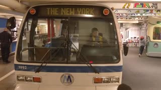 Spencer driving a bus at the transit museum VID 20191019 134949