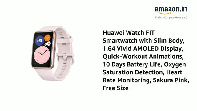 Huawei Watch FIT Smartwatch with Slim Body, 1.64” Vivid AMOLED Display, Quick-Workout Animations