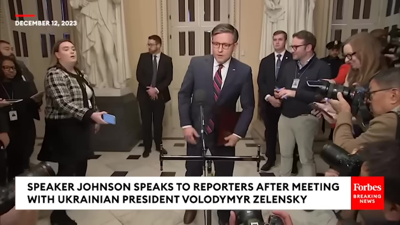 BREAKING- Speaker Johnson Slams Biden Ukraine Request After Zelensky Meeting, Demands Border Bill