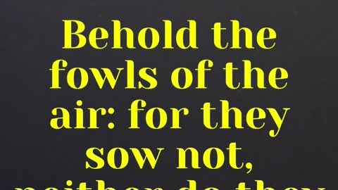 JESUS SAID ... Behold the fowls of the air: for they sow not, neither do they reap