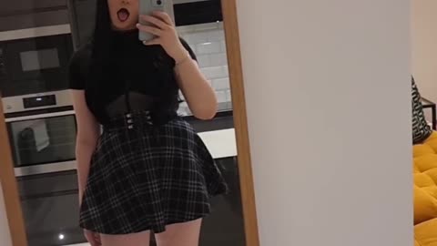 Cute beautiful tgirl in home