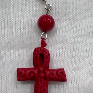 Handmade + Knotting Unique Bracelet and Earrings Set with Cinnabar Cross. Gift