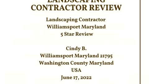 Landscape Company Williamsport Maryland 5 Star Video Review