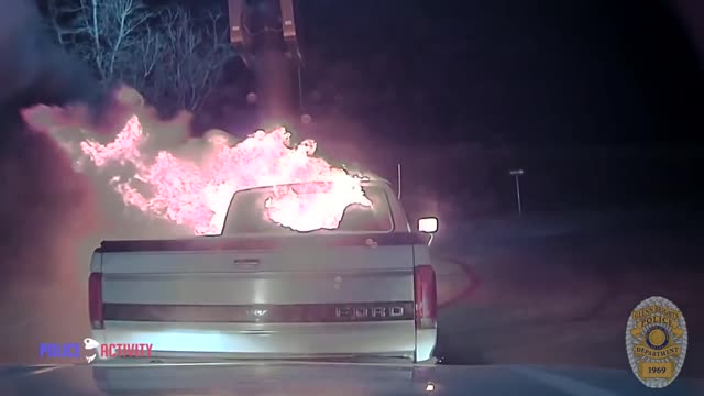 Police Dashcam Shows Officer Save Restaurant From Burning Car