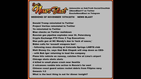WEEKEND OF NOVEMBER 19TH/20TH NEWS BLAST.#Enoch #NewsBlastReading #NBR
