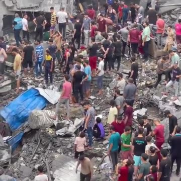 ISRAELWAR|Palestinians inspect the last night destruction caused by the Israeli airstrikes|WRF