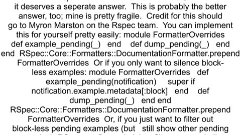 How to tell rspec to run without pending tests output