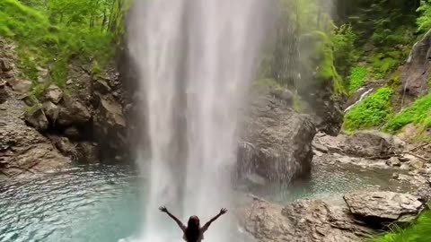 Hidden waterfall in switzerland #travel #honeymoontravel #luxuryholiday #naturetrip #honeymoon