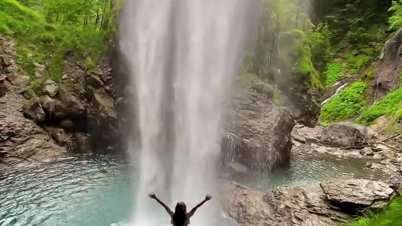 Hidden waterfall in switzerland #travel #honeymoontravel #luxuryholiday #naturetrip #honeymoon