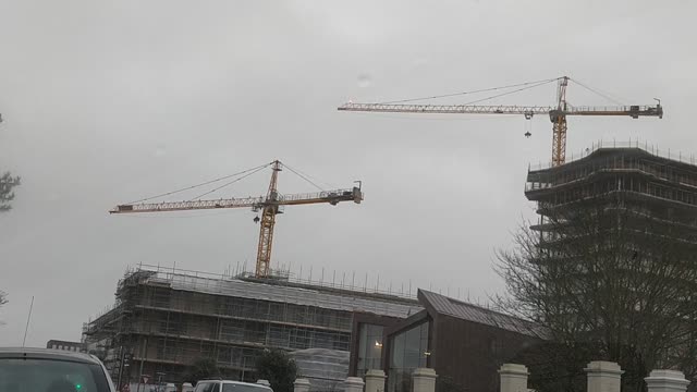 Huge Crane Spinning in Wind from Storm Ciara