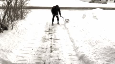 Funny method of snow shoveling