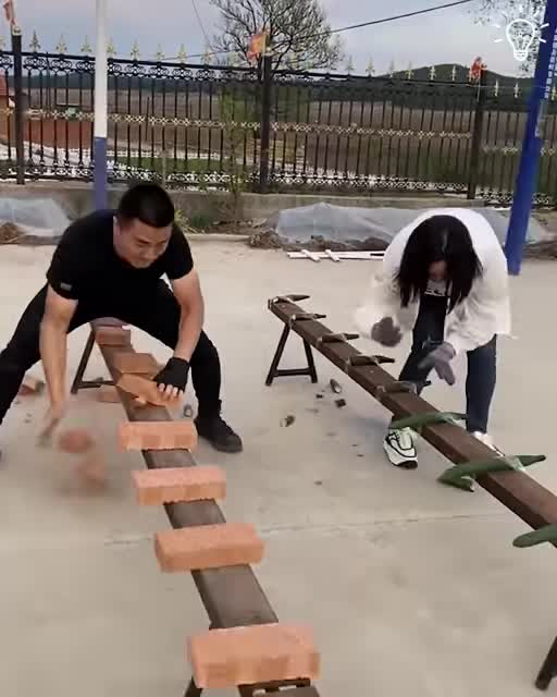 Breaking bricks is like cutting cucumbers for this guy 🧱
