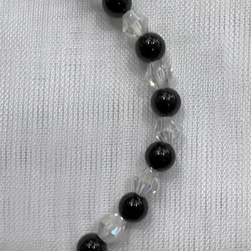 Handmade Onyx Crystal Bracelet (6.5”). Stretchy. Elastic. Gift. Made in USA