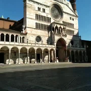 No human in sight in front of the deserted Cathedral of Cremona