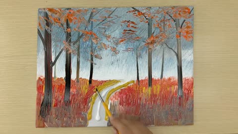 Painting a deep forest in autumn