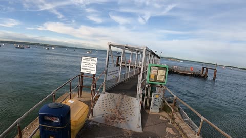 Drone footage .Panning into the Hayling island ferry pier.