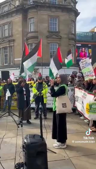 protester why does Suella Braverman, probably her Jewish husband, her Zionist husband''