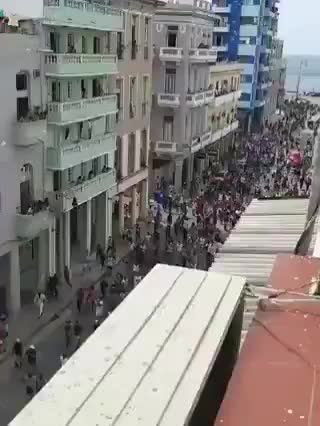Large Crowd of Protesters March the Streets in Cuba