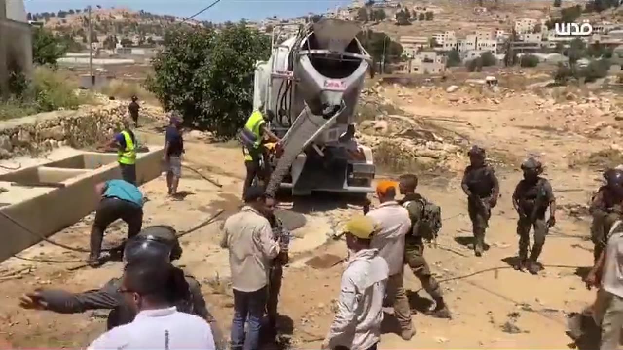 Israelis pouring cement on water springs used by Palestinians in South Hebron