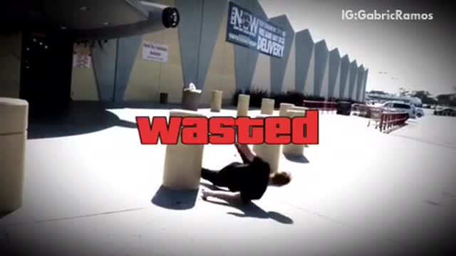 Black shirt tries to do front flip off concrete cylinder wasted hits hip