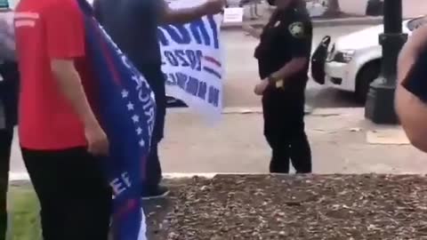 Motorist tries to tear off a Trump fan’s flag and runs into a pole by himself