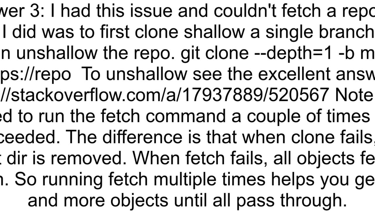 fetchpack unexpected disconnect while reading sideband packet