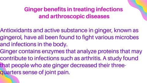 Ginger benefits in treating infections and arthroscopic diseases