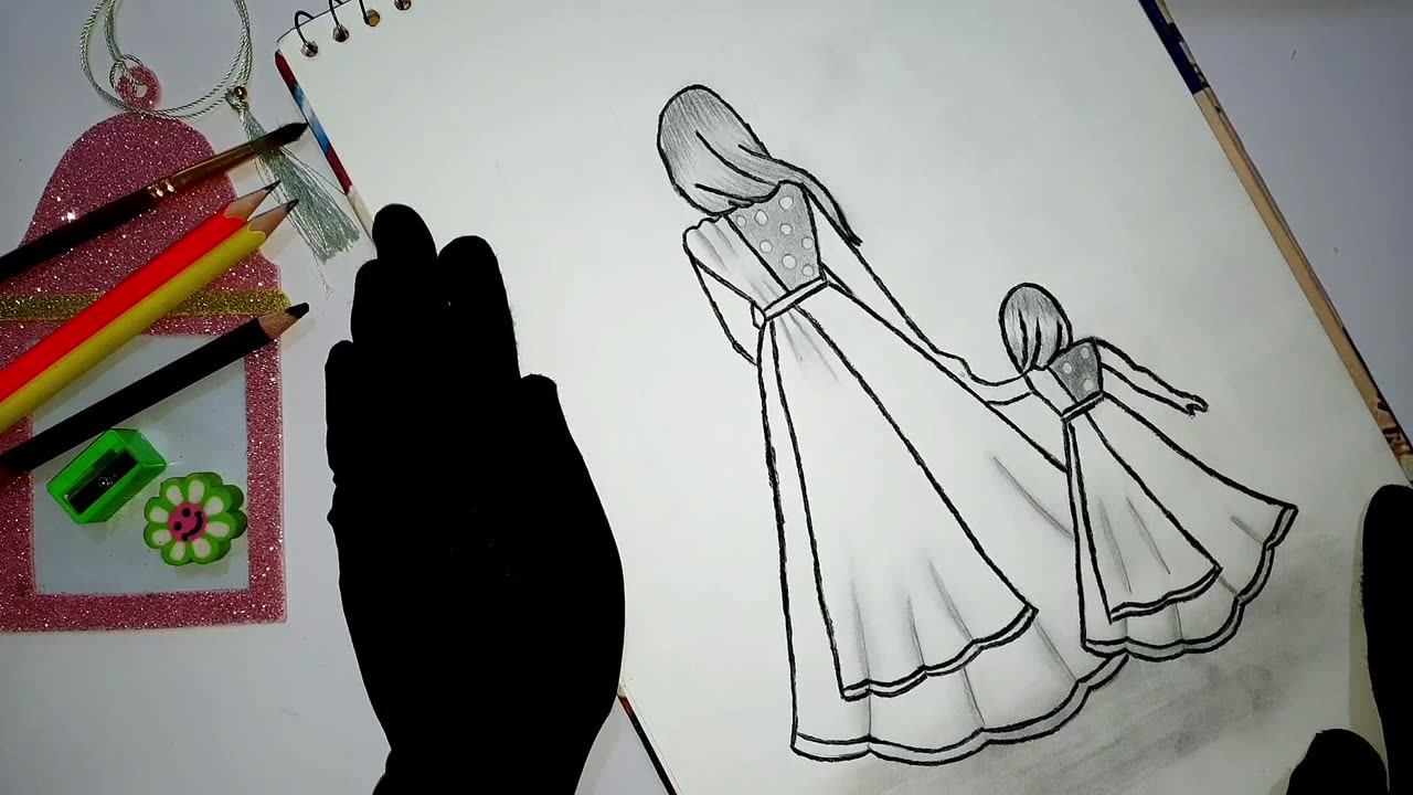 Easy Drawing || girls drawing || drawing tutorial || dress design sketch