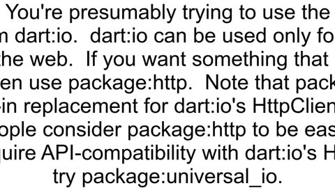 flutter command quotHttpClient httpClient HttpClientquot returns error quotUnsupported operation P