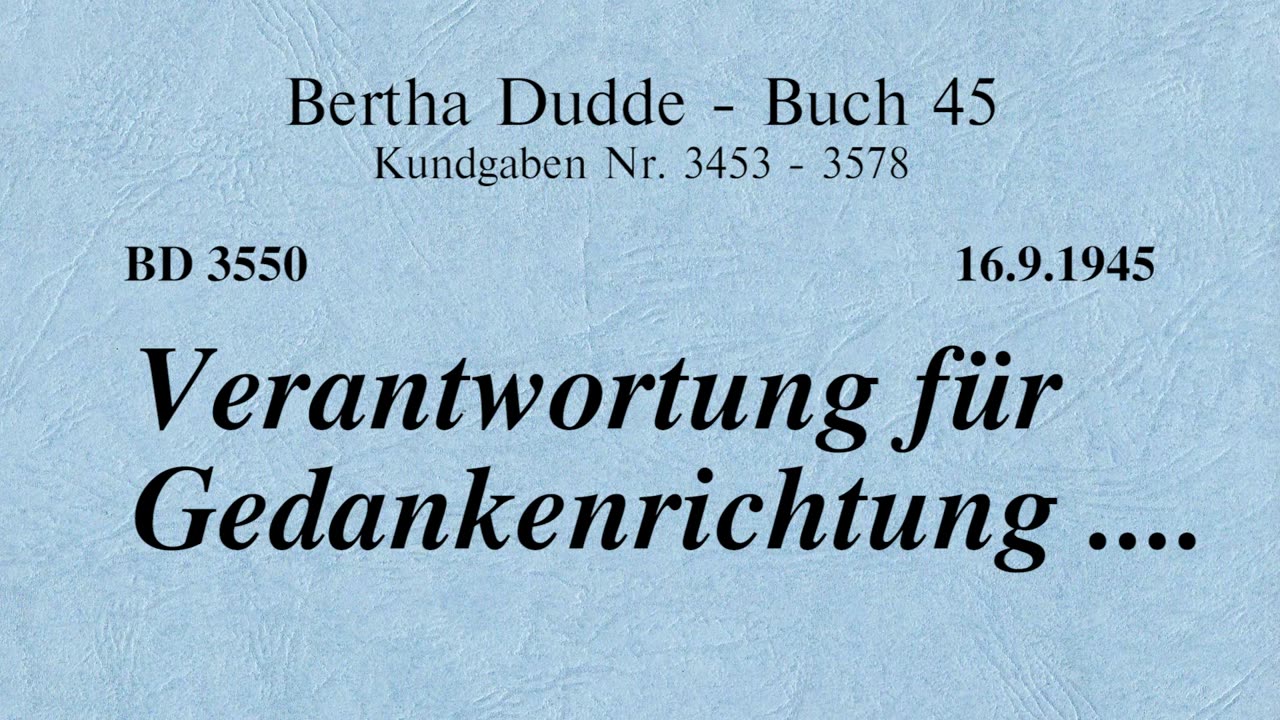 BD 3550 - VERANTWORTUNG FÜR GEDANKENRICHTUNG ....