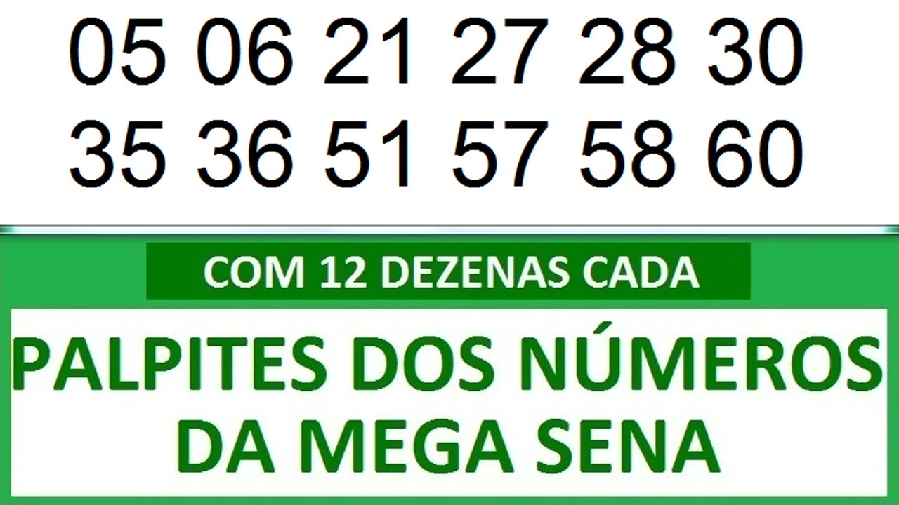 PALPITES DOS NÚMEROS DA MEGA SENA COM 12 DEZENAS ya yb yc yd ye yf yg yh yi yj yk yl